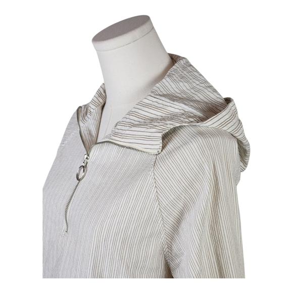 ZARA Relaxed Fit Striped Hoodie Pullover Jacket Beige Tan Size Small - Picture 2 of 8